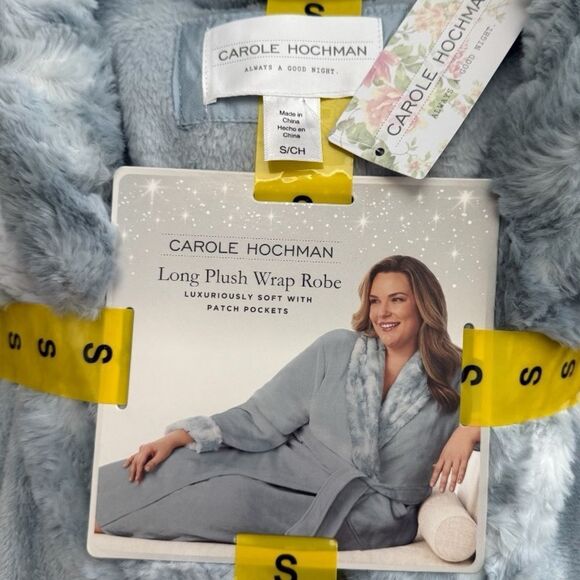 Midnight by Carole Hochman Blue Plush Shawl Robe Intimates Wrap Robe Small - Picture 3 of 5